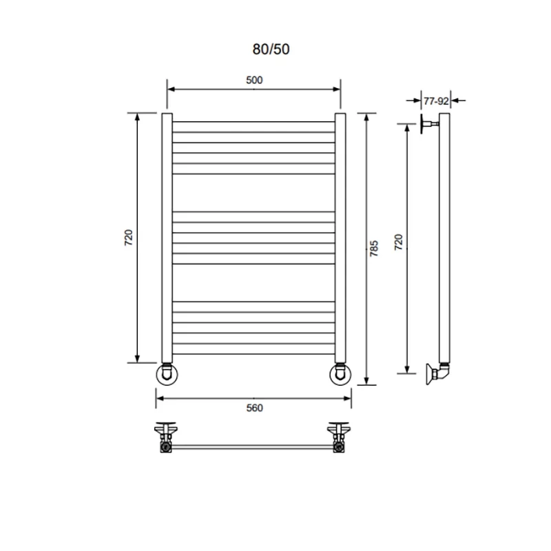 Полотенцесушитель водяной Veconi Vero-B, 50/80, хром