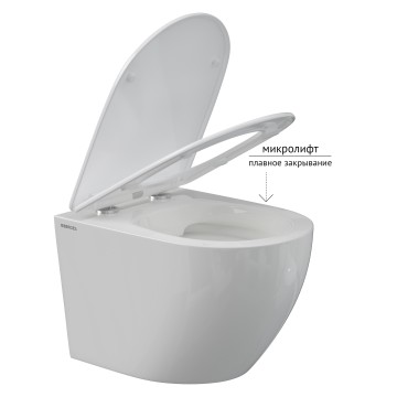 Унитаз подвесной BERGES OKUS Rimless 49 см, сиденье дюропласт, микролифт, быстросьем