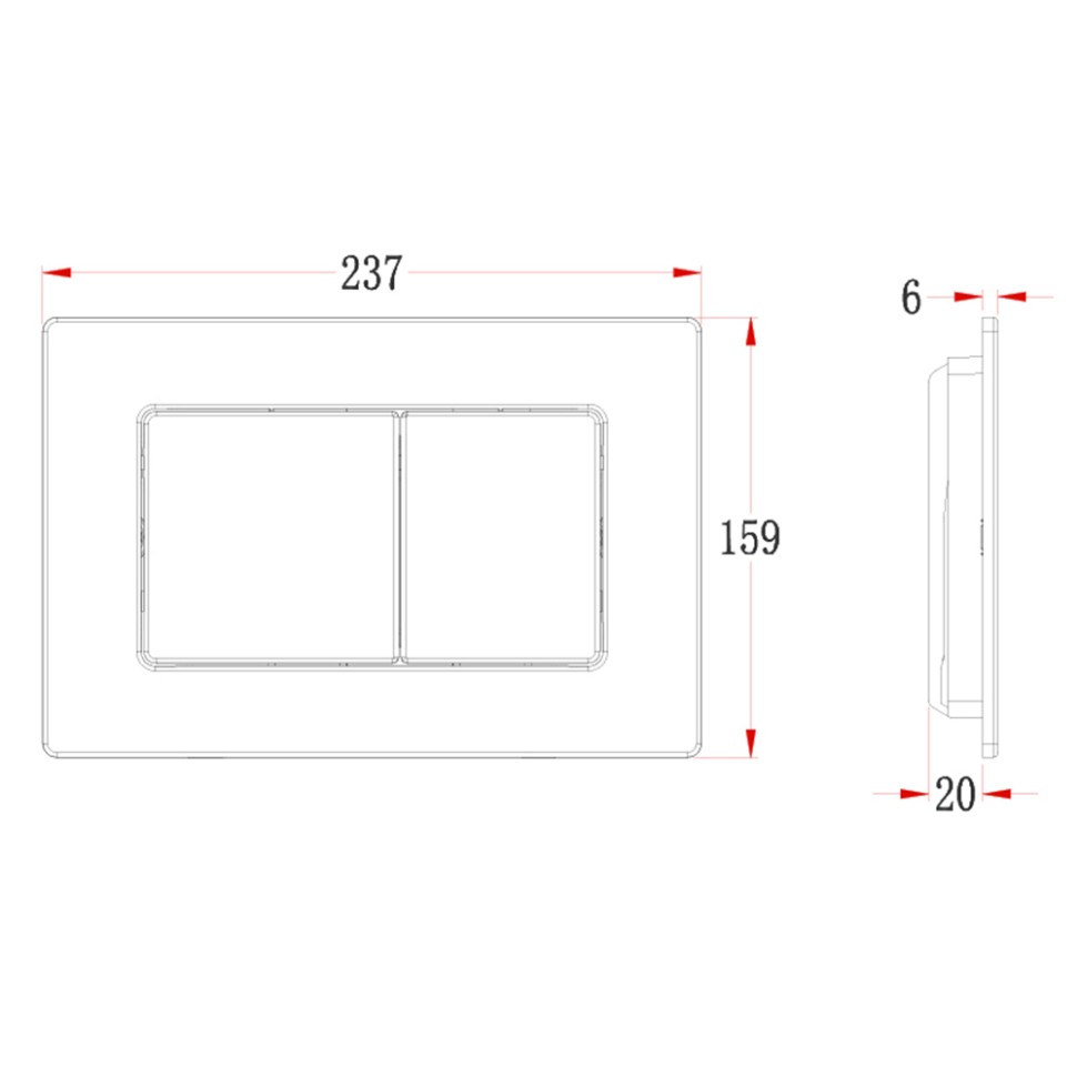 Кнопка смыва Veconi FLUSH V9, FLV9-GM, 237х159х6, нержавеющая сталь, оружейная сталь матовая