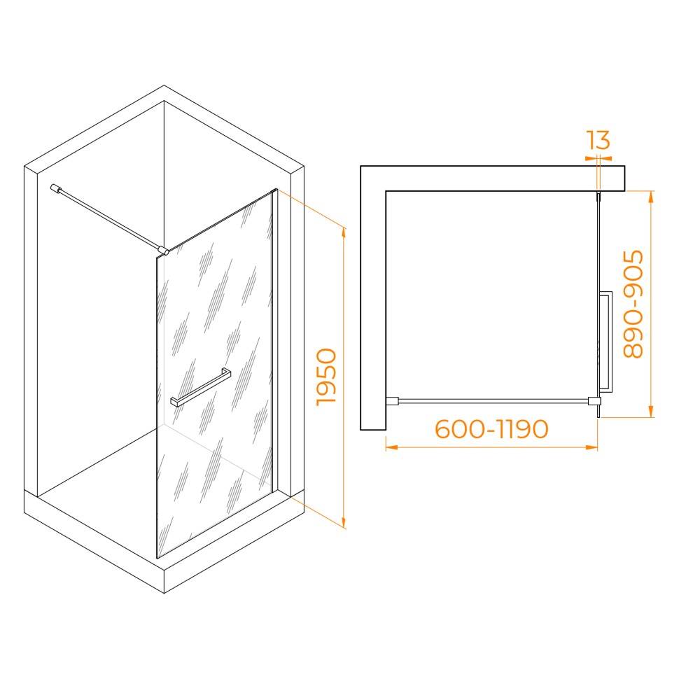 Душевая перегородка RGW WA-040 (Прозрачное, 900)