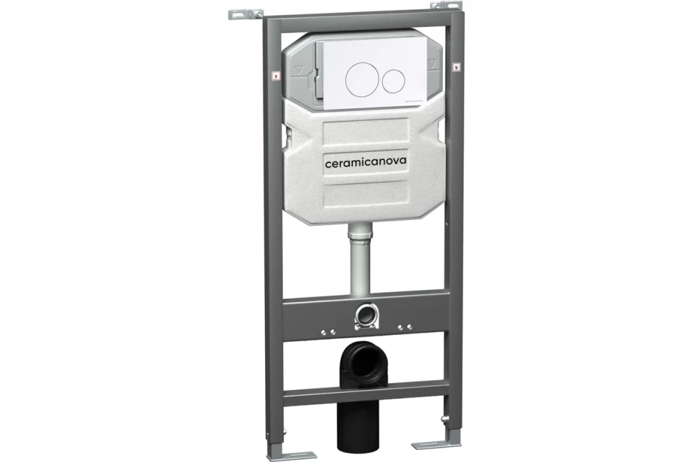 Система инсталляции для унитазов CERAMICANOVA Envision с кнопкой смыва Round цвет белый и креплениями, арт. CN1001W