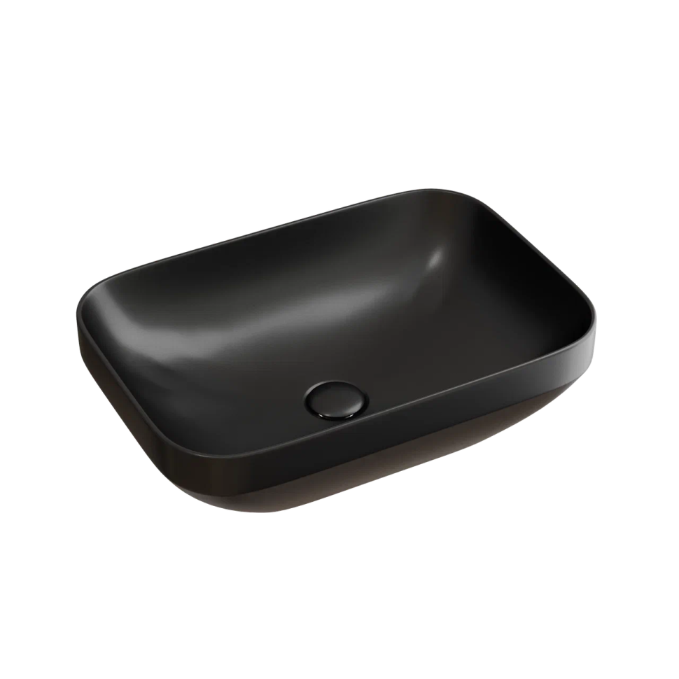 Умывальник чаша накладная прямоугольная (цвет Черный Матовый) Element 500x359x145мм