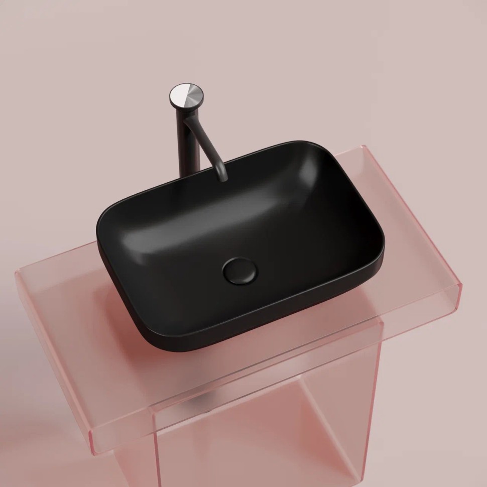 Умывальник чаша накладная прямоугольная (цвет Черный Матовый) Element 500x359x145мм