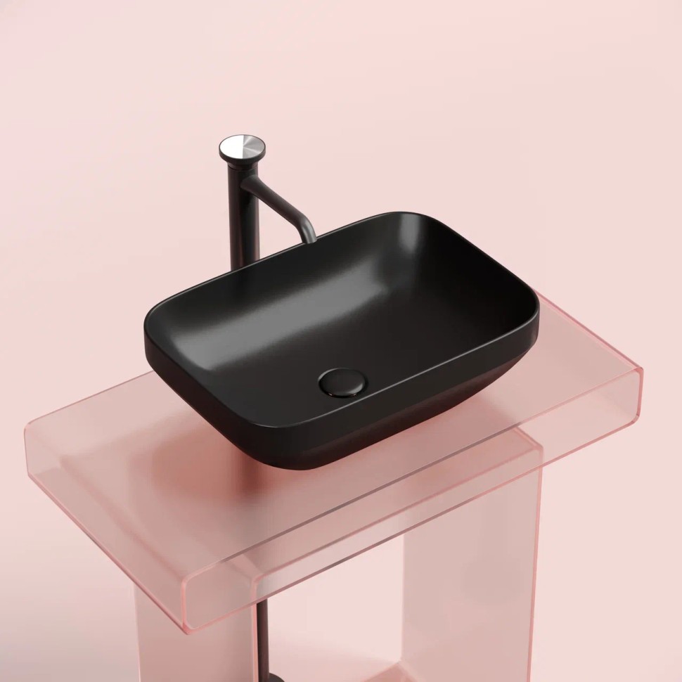 Умывальник чаша накладная прямоугольная (цвет Черный Матовый) Element 500x359x145мм