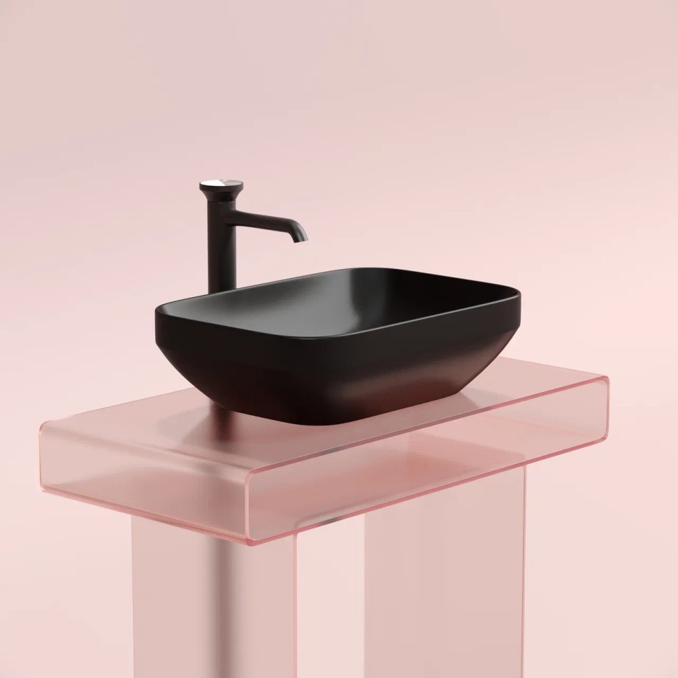 Умывальник чаша накладная прямоугольная (цвет Черный Матовый) Element 500x359x145мм