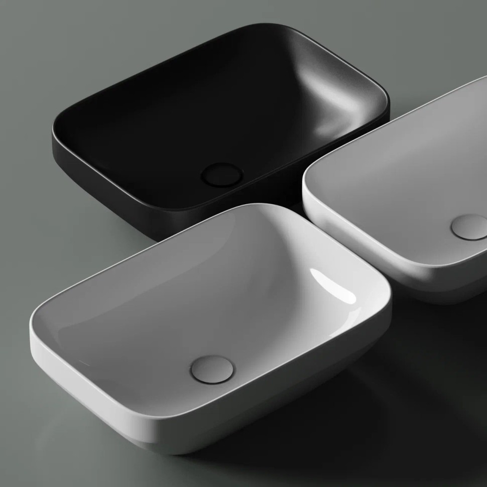 Умывальник чаша накладная прямоугольная (цвет Черный Матовый) Element 500x359x145мм