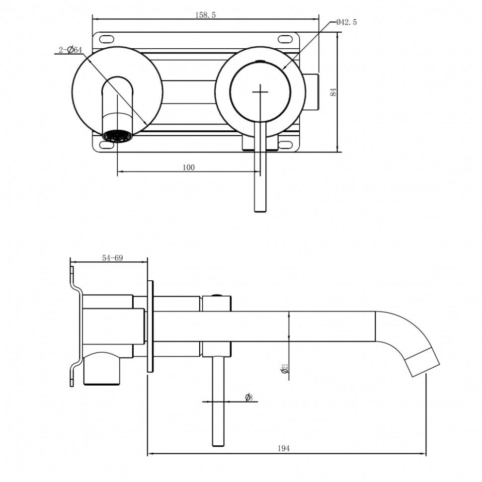 Смеситель ABBER Wasser Kreis 316 AF8112BG-M для раковины скрытого монтажа, брашированное светлое золото
