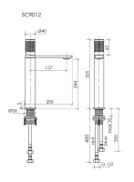 Смеситель для раковины высокий SANCOS Nexus, брашированное золото, PVD покрытие, арт. SC9012BG
