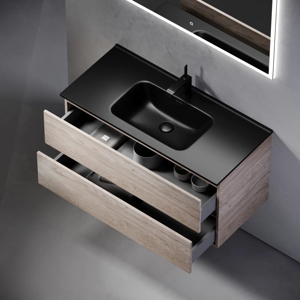 Тумба подвесная SANCOS Urban 990х450х550, c двумя ящиками оснащенными доводчиками, дуб галифакс натуральный , арт. UR100EG