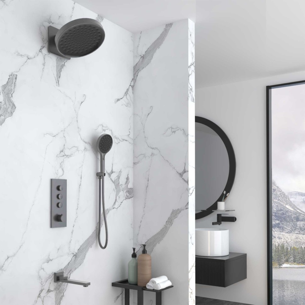 Душевой комплект Inspire VSFW-433TI3GM встраиваемый, термостат, трехрежимный, вороненая сталь