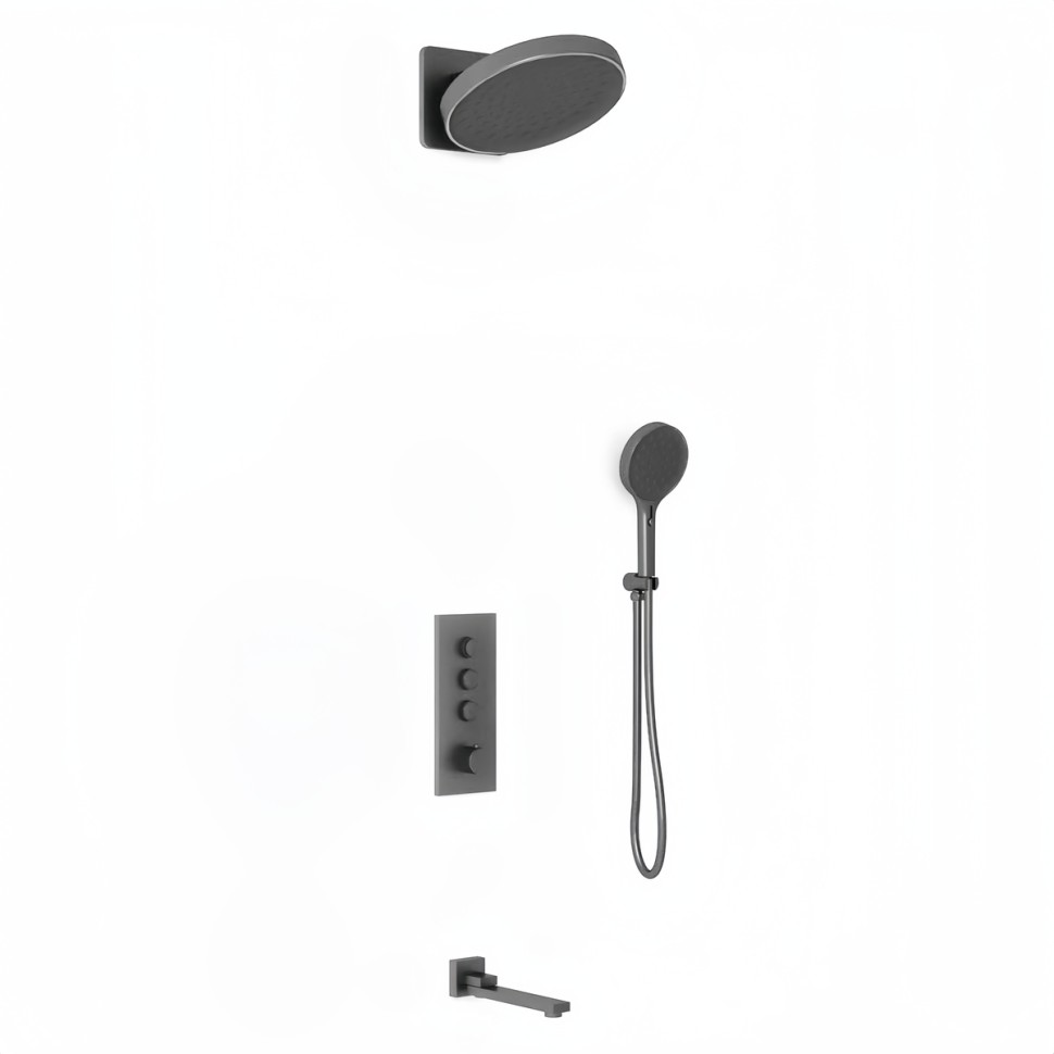 Душевой комплект Inspire VSFW-433TI3GM встраиваемый, термостат, трехрежимный, вороненая сталь