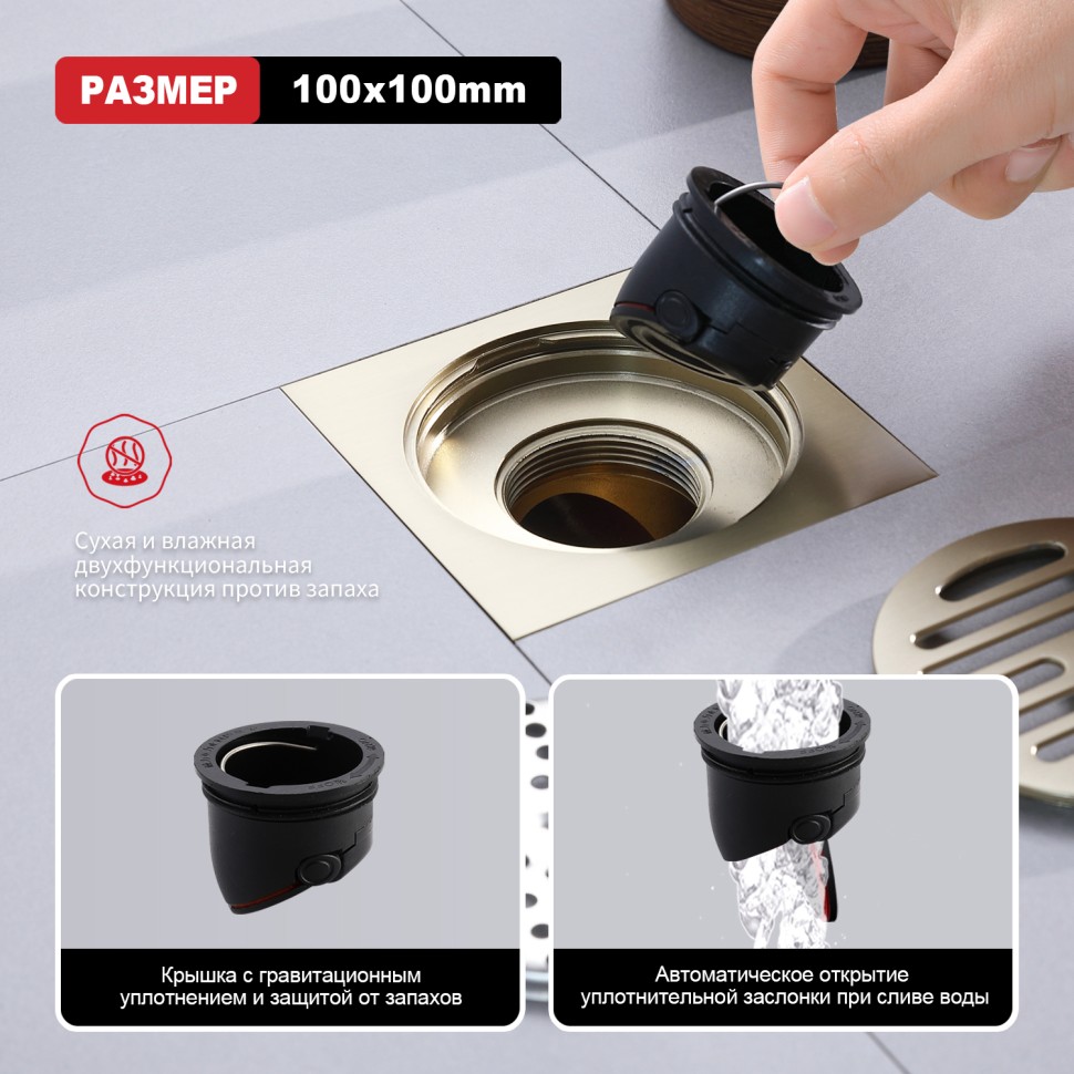 Трап для душа 10*10см R605.10.03