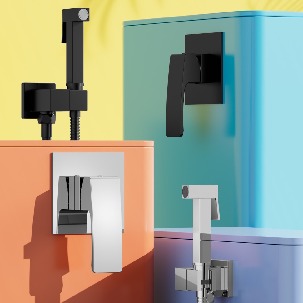 Смеситель Raglo с гигиеническим душем встраиваемый черный