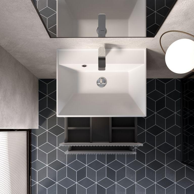 AQM900160GM "S1" тумба под умывальник подвесная 60 см., цвет серый.