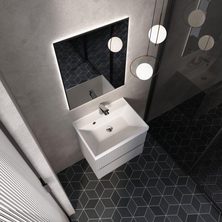 AQM900160GM "S1" тумба под умывальник подвесная 60 см., цвет серый.