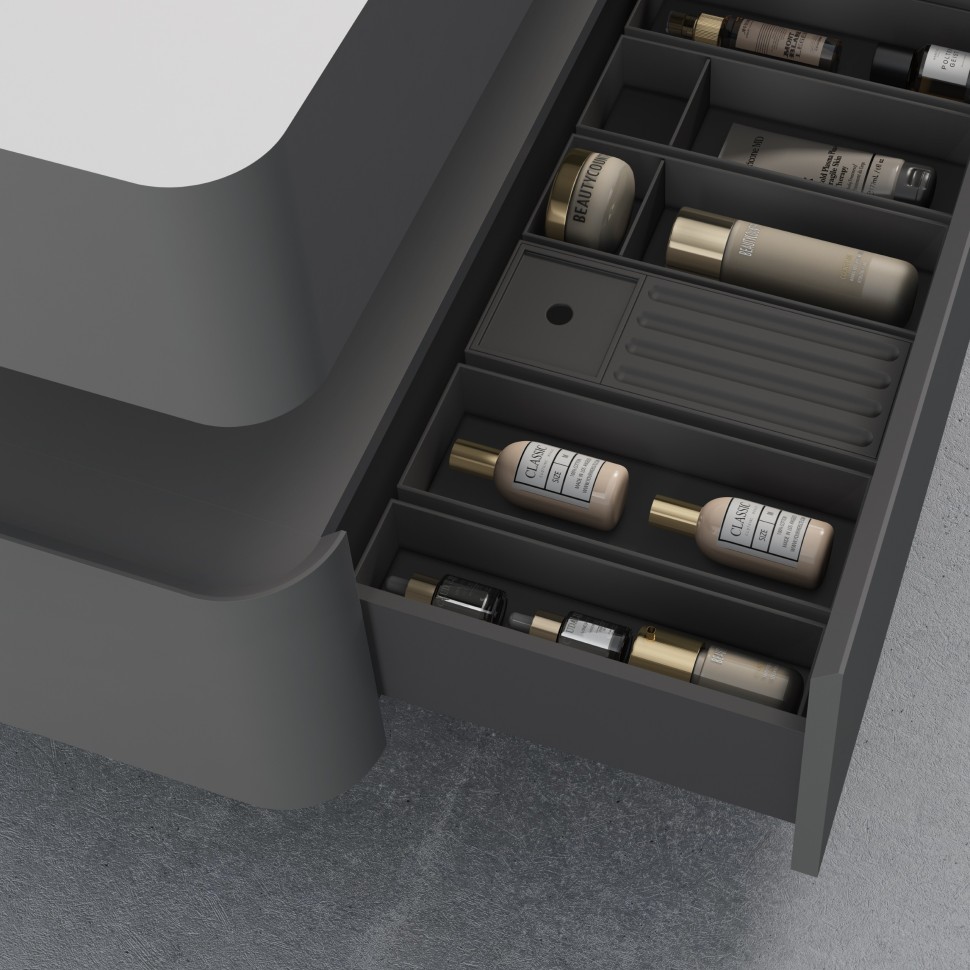 База под раковину Vincea  Caprise 1200 подвесная, 1 выкатной ящик soft close, серый матовый