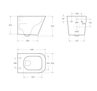 Чаша подвесного безободкового унитаза Belbagno со смывом TORNADO BelBagno ARDENTE-R BB520CH-TOR