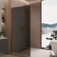 Душевая перегородка Волк-Ин (Walk-In) VLSW-1H100CGG, 1000*2000, брашированное золото, стекло тонированное