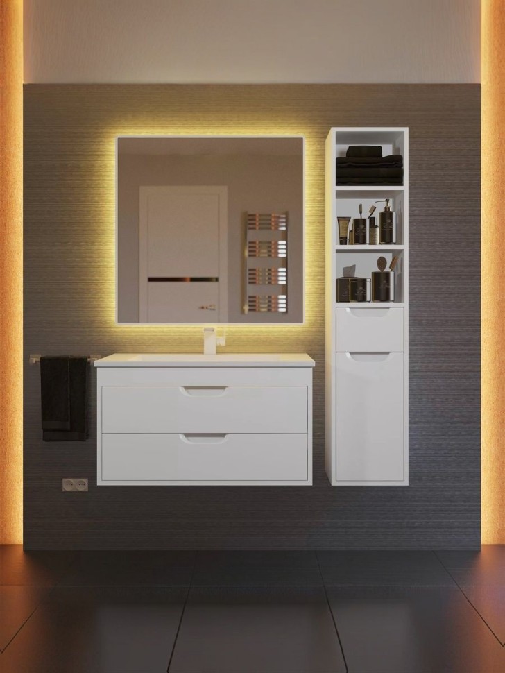 Тумба под раковину для ванной подвесная Uperwood Modul 75х44,4х55 см, белаяатовая