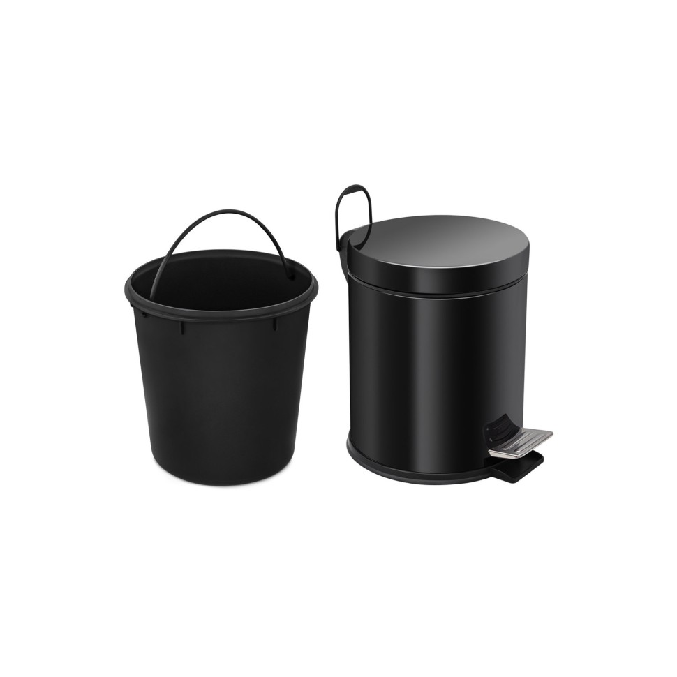 Ведро-контейнер BERGES для мусора с педалью 5 л, микролифт, черное