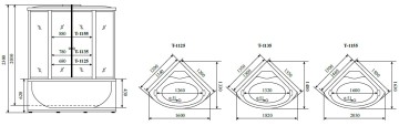Timo Standart T-1155 душевая кабина 150*150*230, турецкая баня хамам