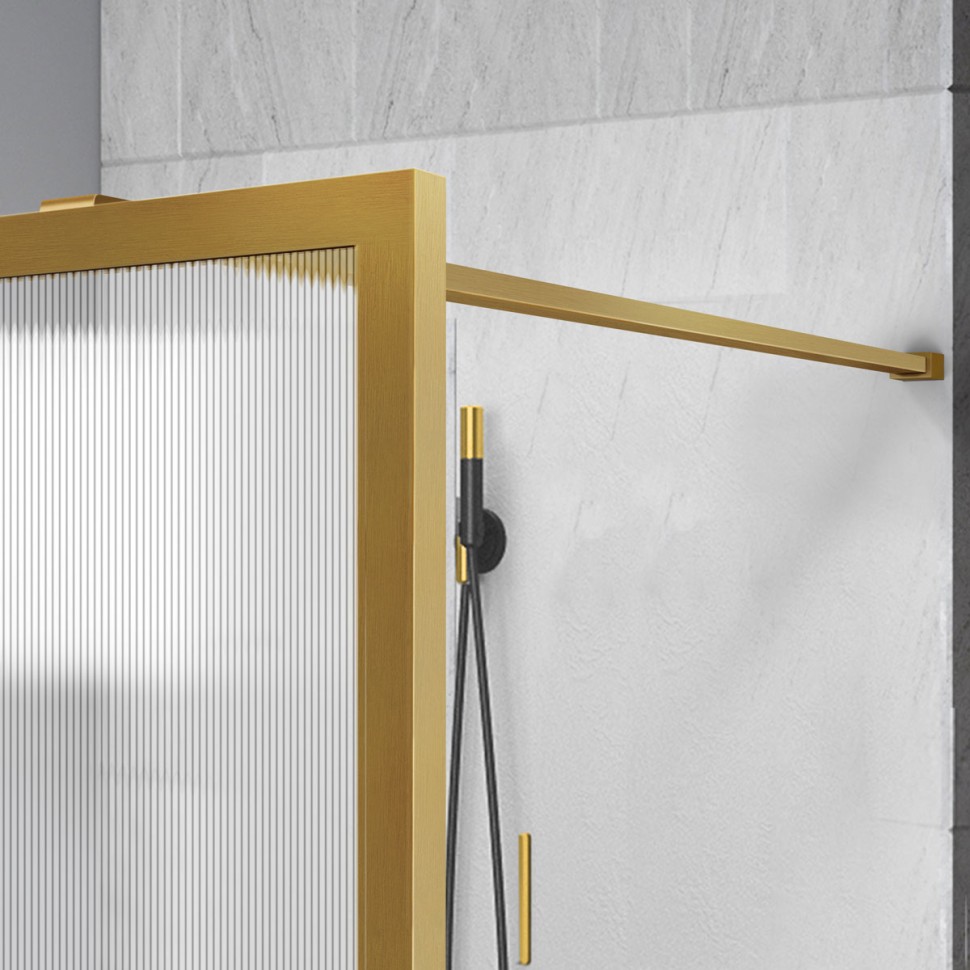 Душевая перегородка Walk-In VSW-1HP100FLBG, 1000*2000, брашированное золото, стекло рифленое