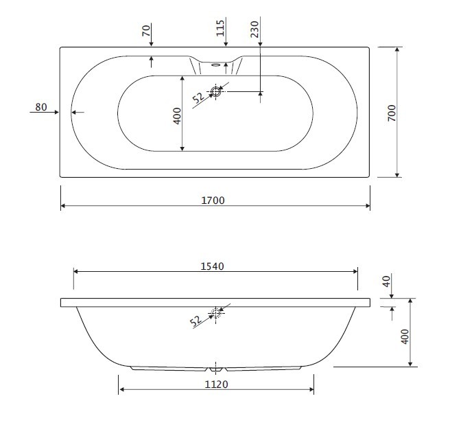 Акриловая ванна CEZARES CALISTO-170-70-45-W37
