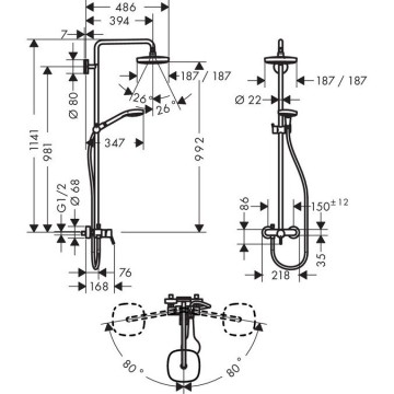 Душевая система Hansgrohe Croma Select E хром (27258400)