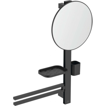 Ideal Standard Комплект аксессуаров ALU+ Beauty Bar M: штанга, зеркало, полочка, полот-тель, стакан; черный мат.