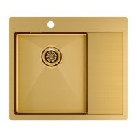 Мойка нерж. сталь KRONER 59F, PM225951-BGL , брашированное золото, левая, 590х510мм, Paulmark