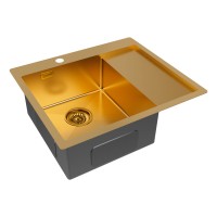 Мойка нерж. сталь KRONER 59F, PM225951-BGL , брашированное золото, левая, 590х510мм, Paulmark