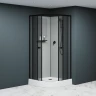 Душевая кабина полукруг, раздвижные двери, стеклянная, профиль чёрный- RGW AN-208B (381320800-34)