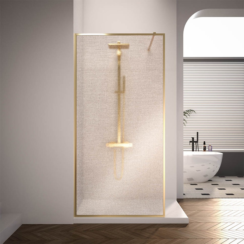 Душевая перегородка Veconi Korato KR-81GL, 1200x2000, брашированное золото, ламинированное золото