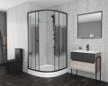 Душевой уголок Niagara Eco NG-003-14BLACK (80х80х195) низкий поддон(13см),черный,стекло мозаика,2 места