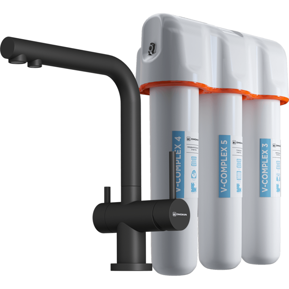 Комплект смеситель+фильтр Omoikiri Nagano-BL-P + Pure drop Lite