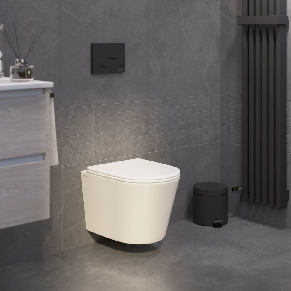 Унитаз подвесной BERGES VITA Rimless 49 см, сиденье дюропласт, микролифт, быстросьем