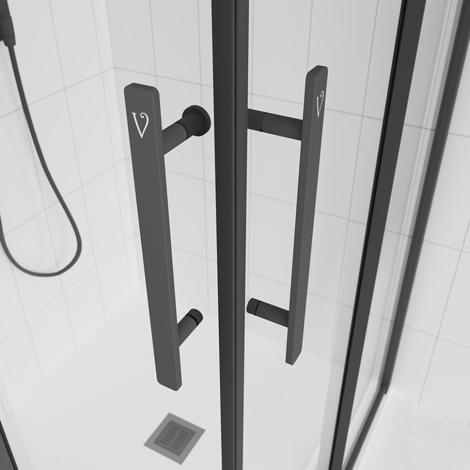 Душевой угол Veconi Evo 300 B, 1100х800x1950, черный матовый, прозрачное стекло