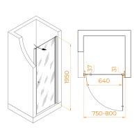 Душевая дверь Dolphin TN-03 (Прозрачное, 800)