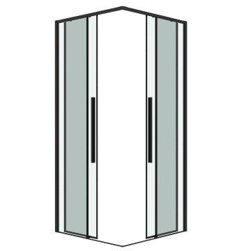 1/2 душевого ограждения Grossman Galaxy 1/2.K33.01.12.21.00 (120х195) черный матовый,стекло прозрачное, 1 место