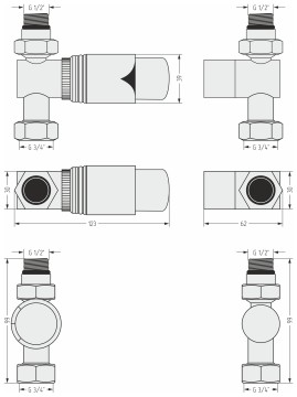 Автоматический терморегулятор прямой (G 1/2" НР х G 3/4" НГ)
