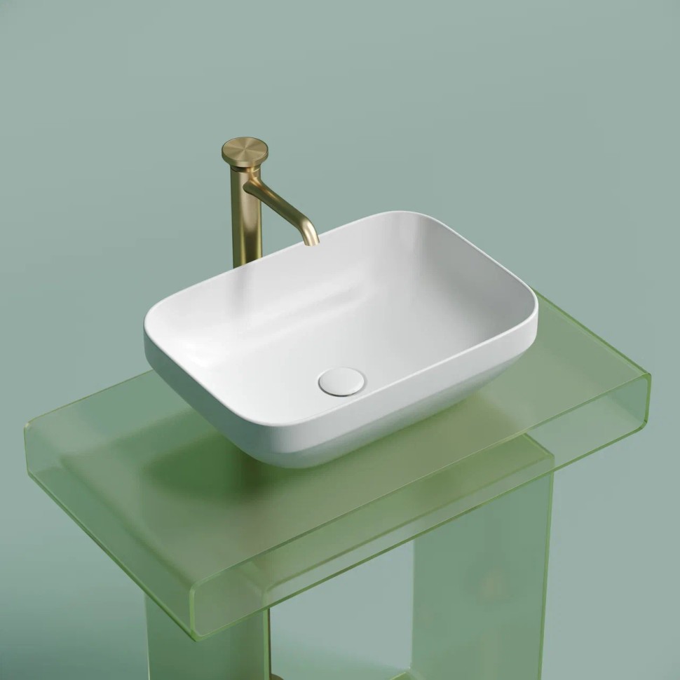 Умывальник чаша накладная прямоугольная (цвет Белый Матовый) Element 500x359x145мм