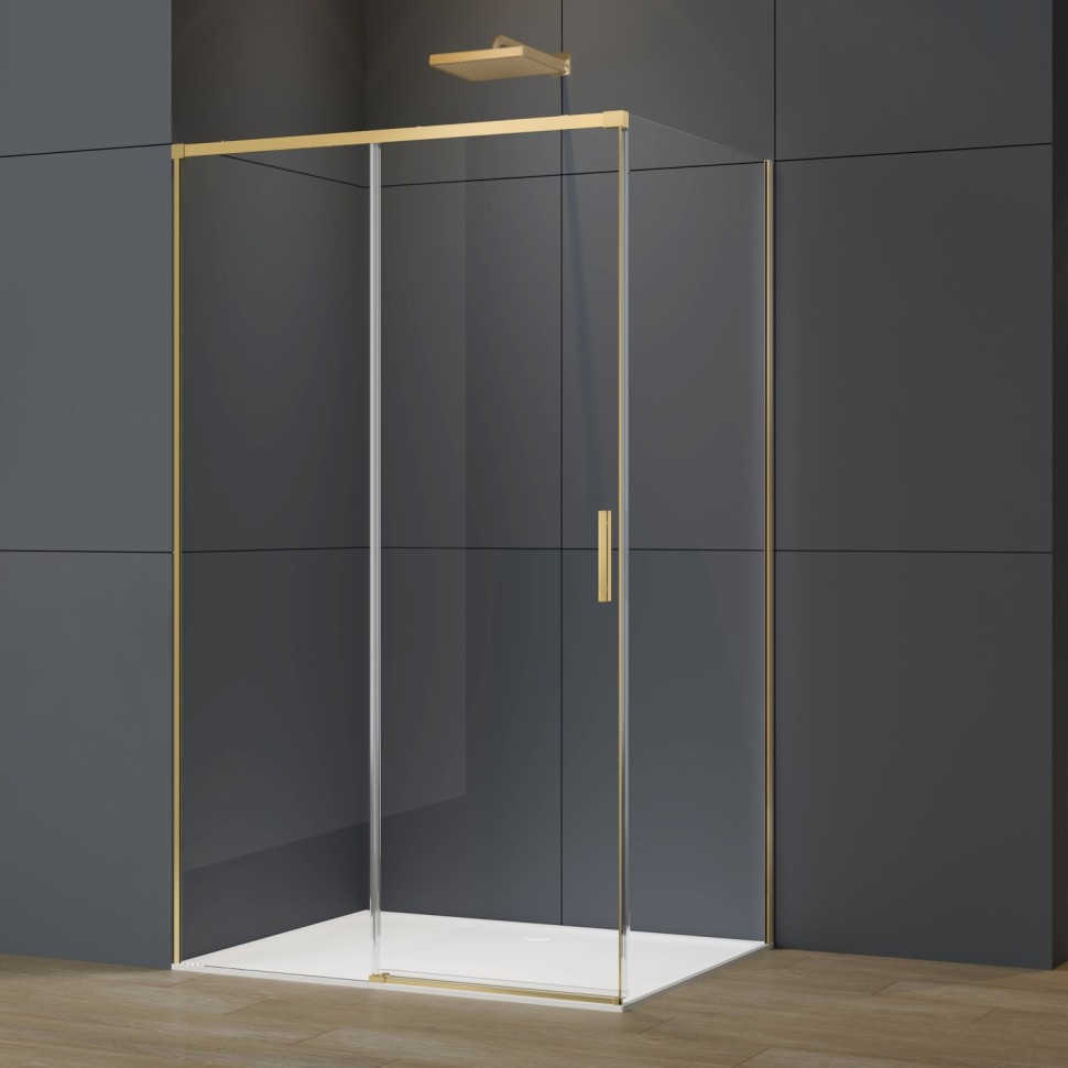 Душевой уголок Софт 2 (Soft 2) VSR-3SO28011CLG, 1100*800, брашированное золото, стекло прозрачное