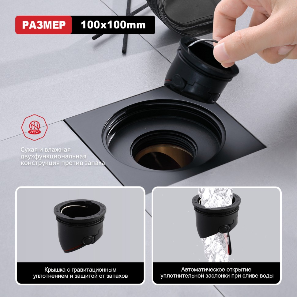 Трап для душа 10*10см R605.10.06