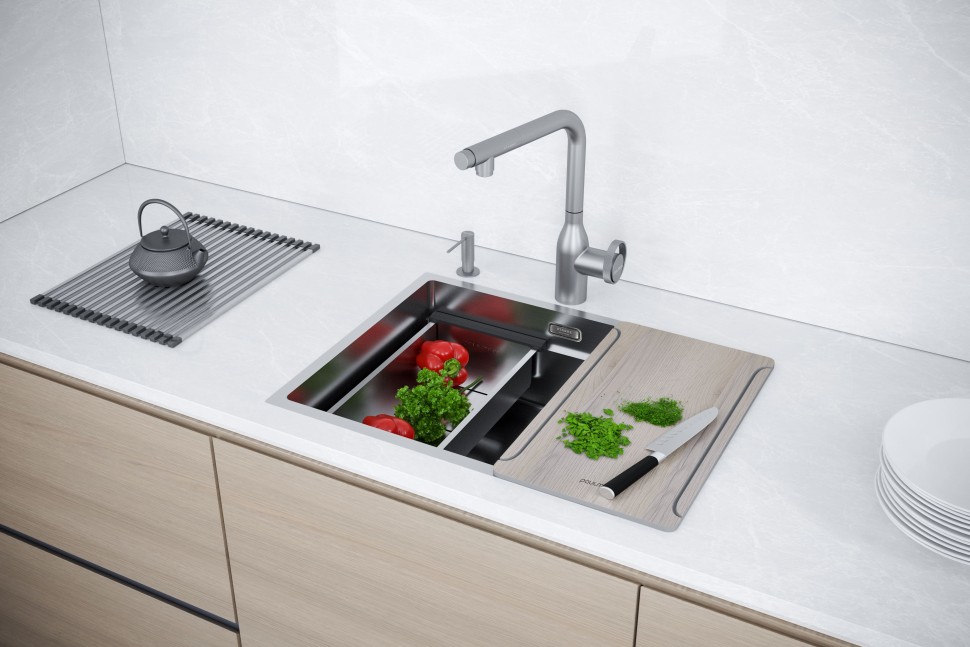 Мойка нерж. сталь NEXT-MULTI SINK 54-L UNI, PM785445-L-BS, брашированная сталь, 540х450мм, Paulmark