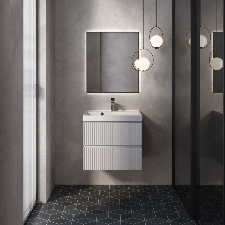 AQM900160WH "S1" тумба под умывальник подвесная 60 см., цвет белый глянец.