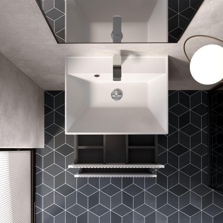 AQM900160WH "S1" тумба под умывальник подвесная 60 см., цвет белый глянец.