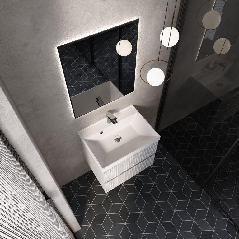 AQM900160WH "S1" тумба под умывальник подвесная 60 см., цвет белый глянец.