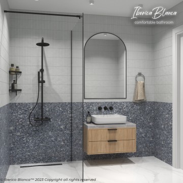Душевая перегородка IBERICA BLANCA Mod.602 Walk In прозрачное стекло/черный 90х200см (IB602.SB.200.90)