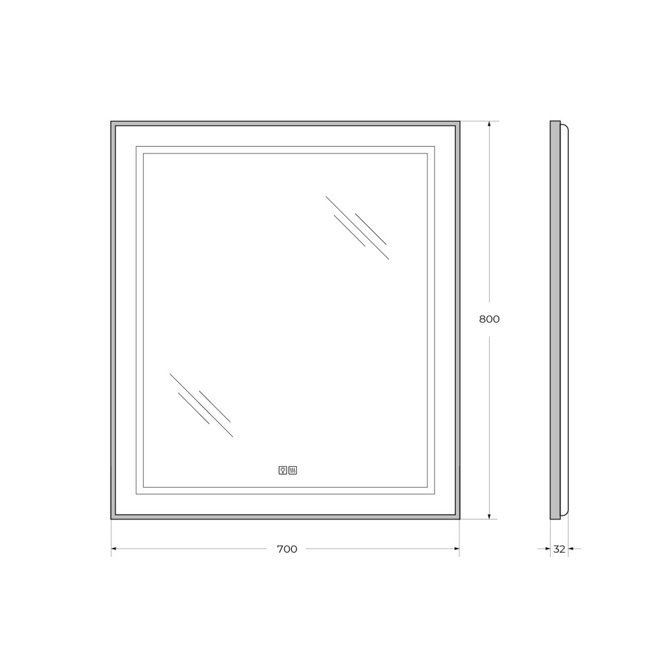Зеркало BelBagno SPC-KRAFT-700-800-LED-TCH-WARM-NERO