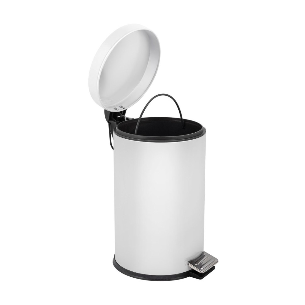 Ведро-контейнер BERGES для мусора с педалью 12 л, микролифт, белое